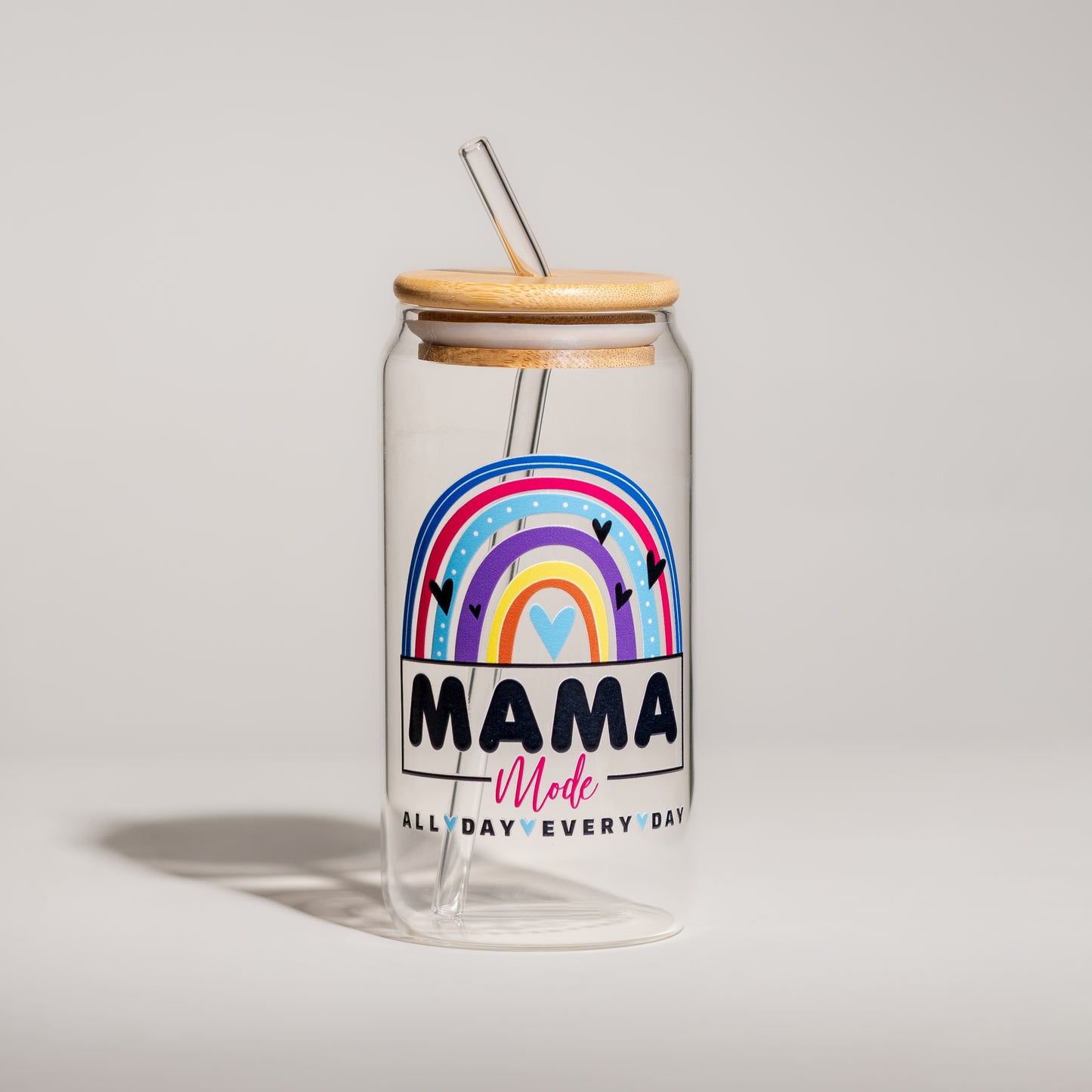 Mama Mode Everyday Glass Cup with Straw